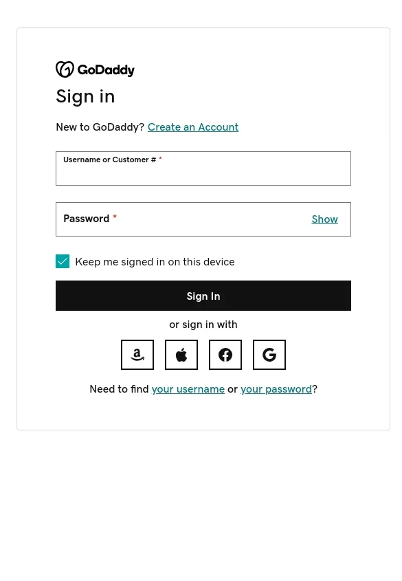 SSO GoDaddy Login Details