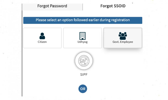 SSO ID Recover by Govt Employee Option