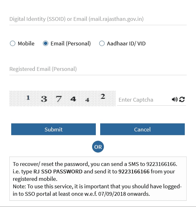 SSO Password using your mobile number