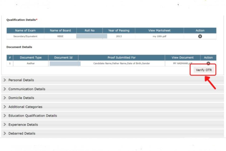 Verify OTR SSO Rajasthan RPSC One Time Registration