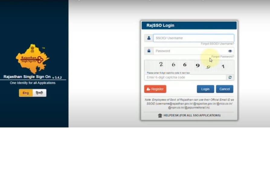 Create SSO ID on Rajasthan Portal