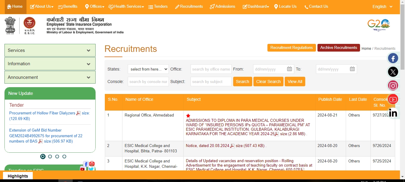 Esic SSO Recruitment 2024 Application Process