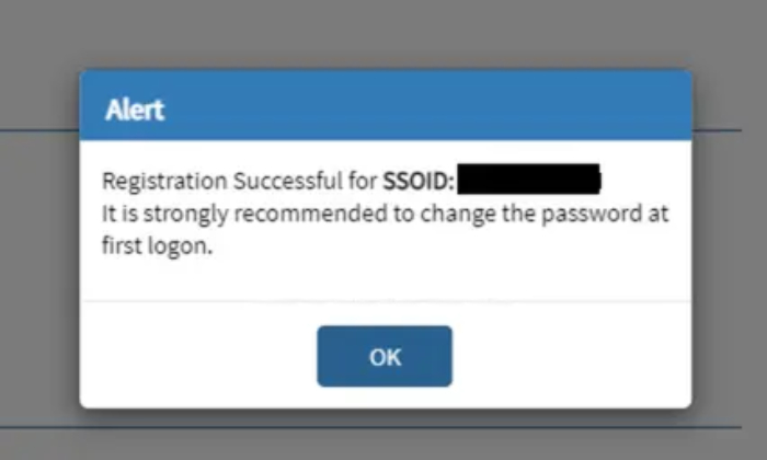 notification that your registration was successful for sso id registration