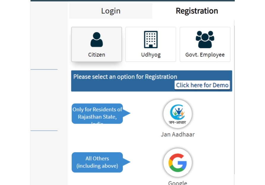 Now click on Registration and select Citizen