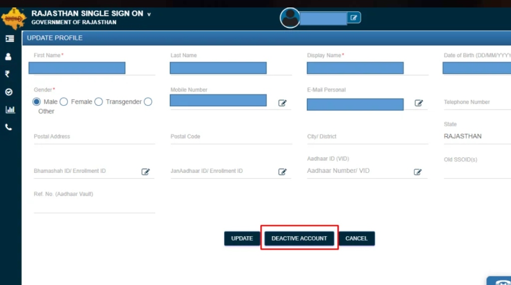 Process to Deactivate SSO ID Rajasthan