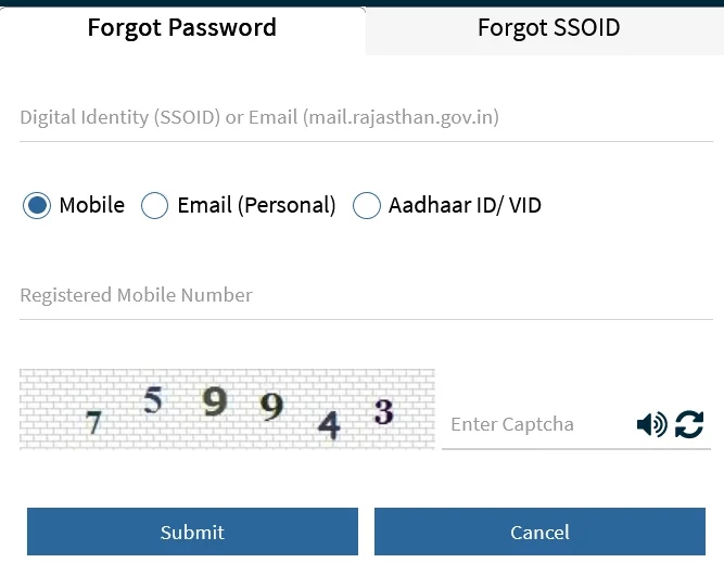 Rajasthan Sso Id Forgot Password Information