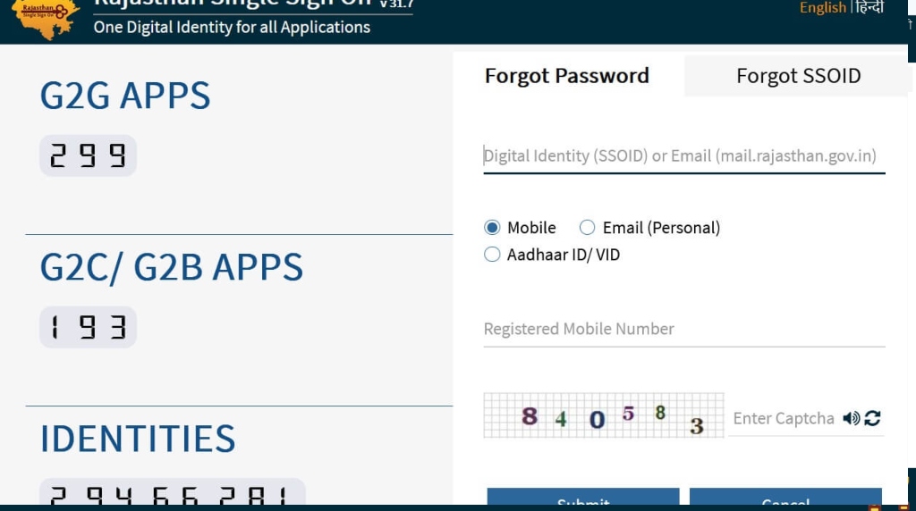 Rajasthan Sso Sso Id Forgot Password
