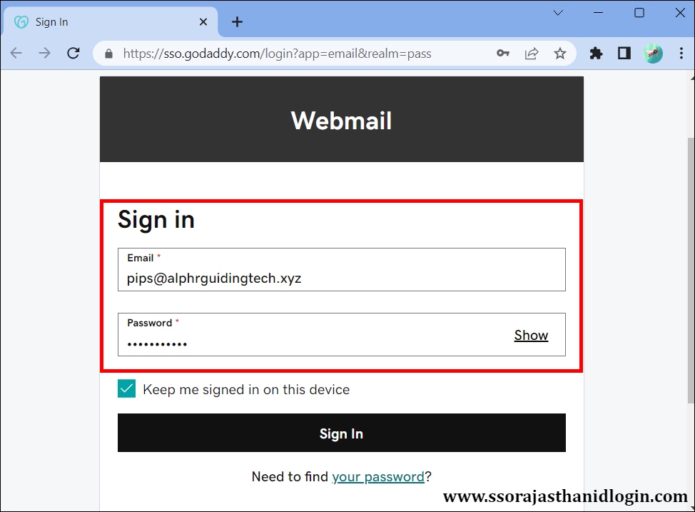 SSO GODADDY WEBMAIL Information