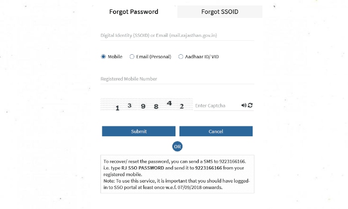 SSO ID PASSWORD Reset