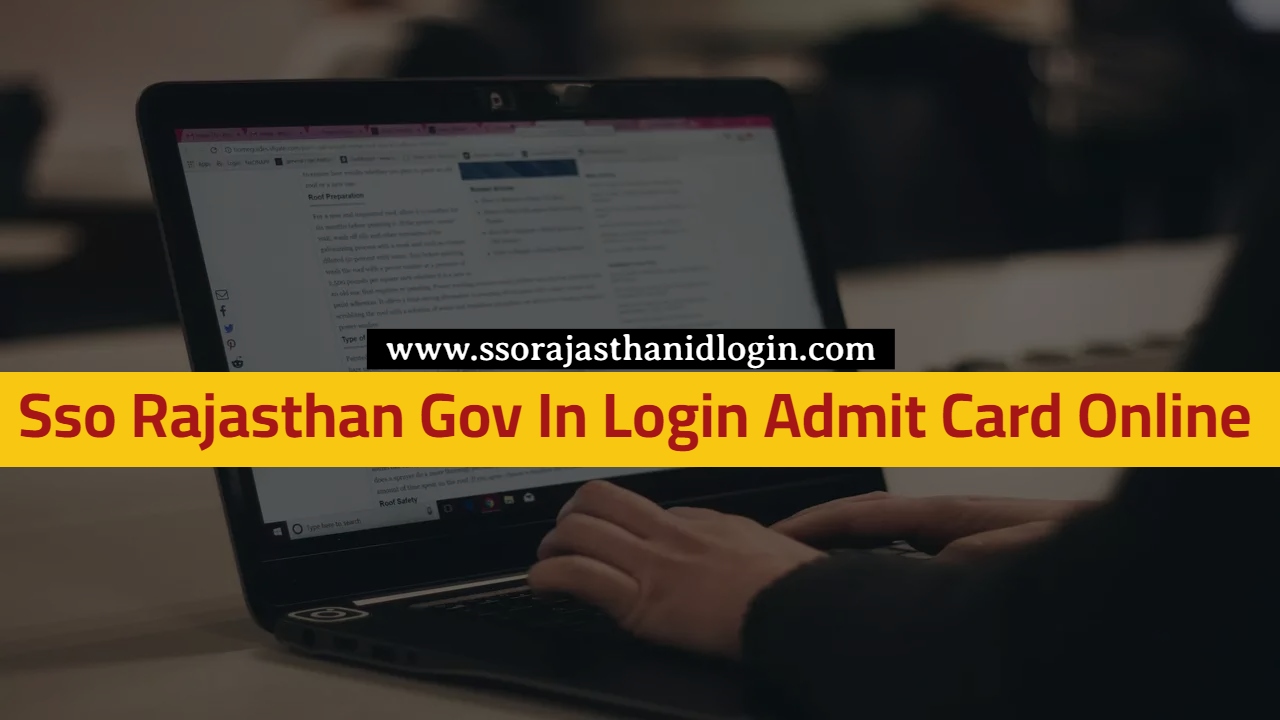 Sso Rajasthan Gov In Login Admit Card Update